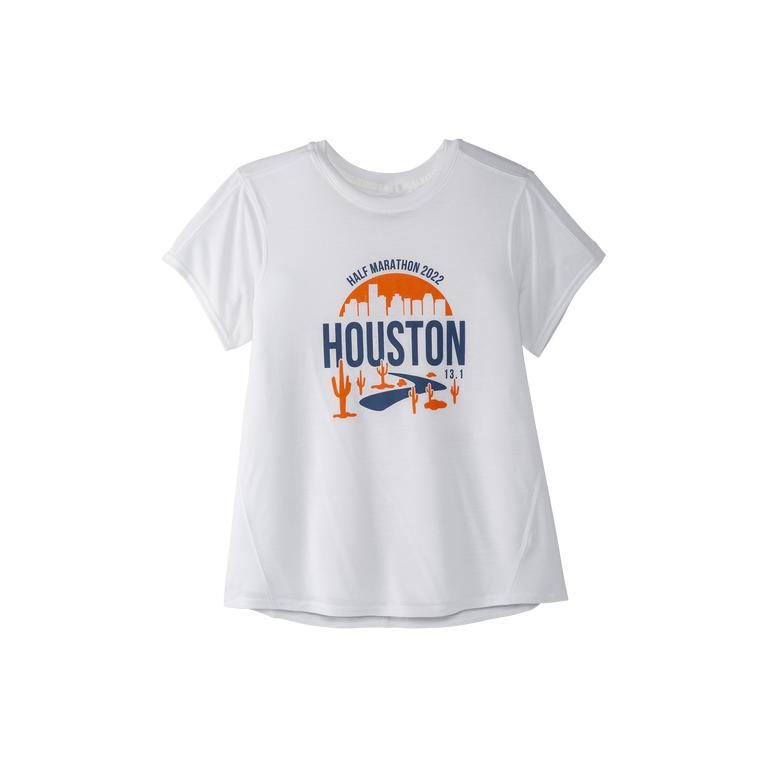 Brooks HOUSTON22 DISTANCE GRAPHIC SS Short Sleeve Running Shirt Womens Canada - White/13.1 Desert (D